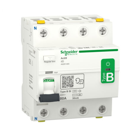 Acti9 - interrupteur différentiel - 4P - 80A - 30mA - type B - SI - 400V - A9Z61480