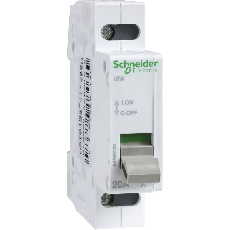 A9S60120 isw interrupteur de commande, acti 9, 1P, 20 a courant, 250VCA, gris - Schneider Electric