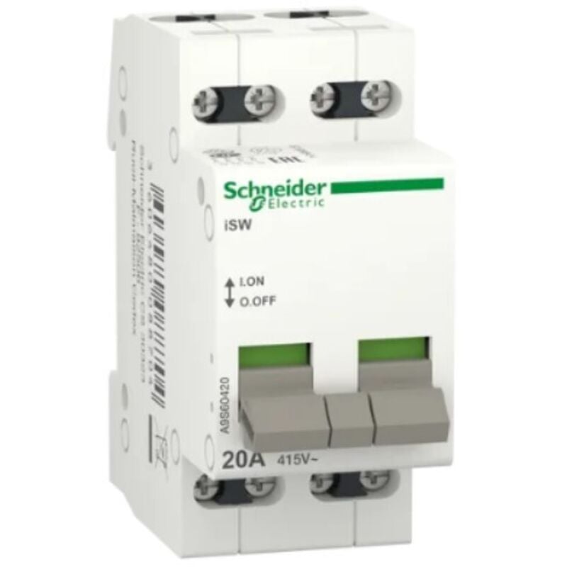 Schneider Electric - Acti9, iSW interrupteur de commande 4P 20A 415VCA - A9S60420