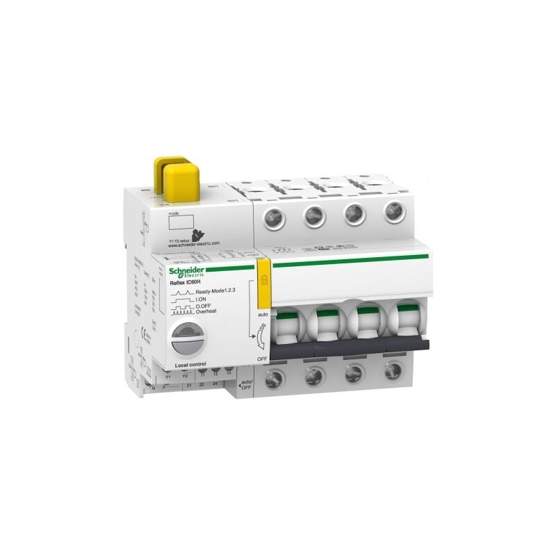 Disjoncteur 40A 4P courbe c 15kA Type h à commande intégrée avec interface TI24 13 modules reflex IC60H schneider A9C65440