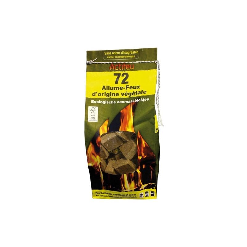 Allume-feu écologique en bois compressé - lot de 72 - Actifeu