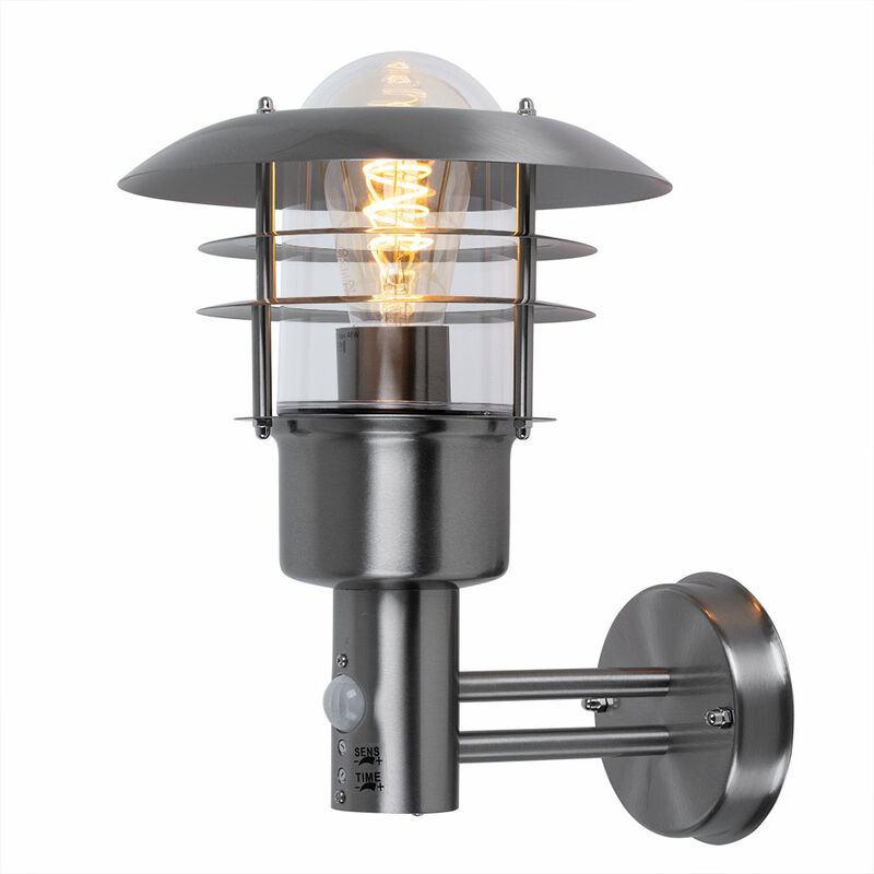 Image of Lampada da parete lampada da parete lanterna lampada da terrazza lampada balcone, rilevatore di movimento IP44 resistente alle intemperie, acciaio