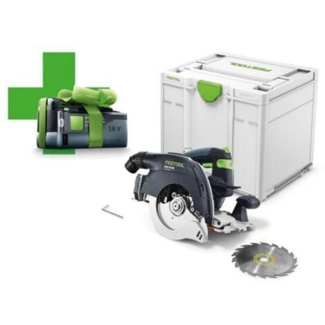 ACTION : Festool Scie circulaire à capot basculant sans fil HKC 55 EB-Basic - 577034 - y compris 1 batterie gratuite incluse dans la livraison