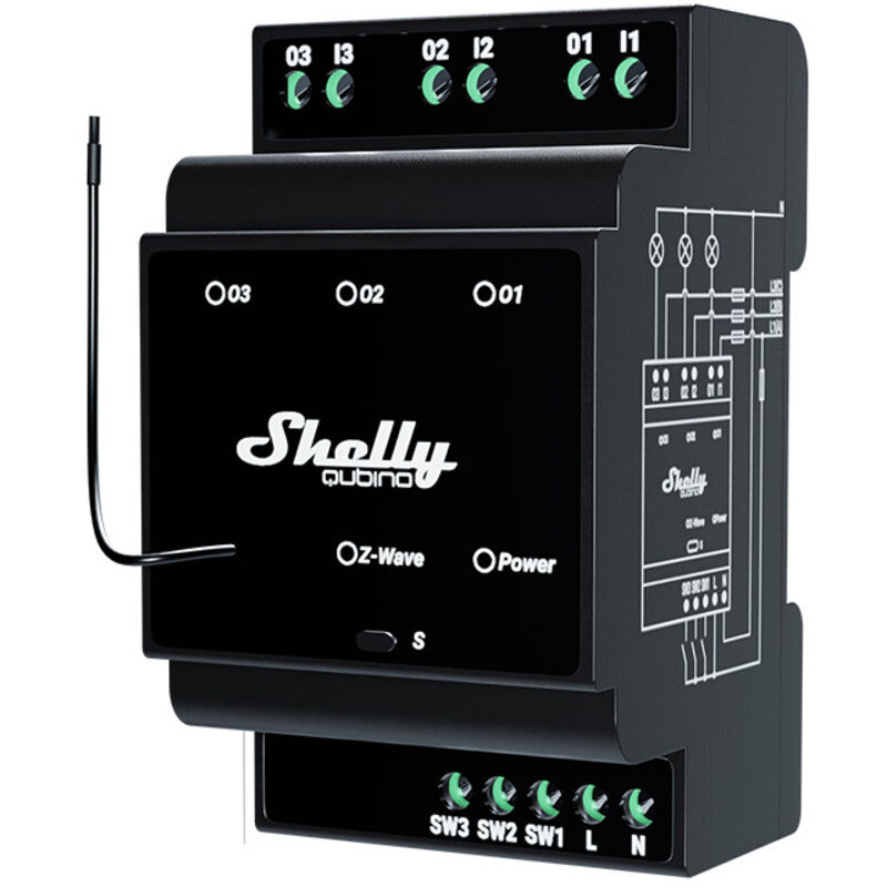 Shelly - Wave pro 3 Relais pour rail din Z-Wave