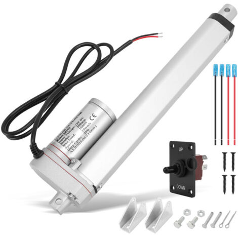 Actionneur linéaire électrique, poussée de 1500 N, moteur haute vitesse robuste 12 V CC, silencieux (moins de 50 dB), avec supports de montage , course de 250 mm.-Crezuo