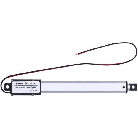 Actionneur Linéaire Mini 12V DC - Course 100mm, Faible Bruit, Interrupteur de Fin de Course, Usage Industriel et Agricole, Vitesse 15mm/s, Force 50N