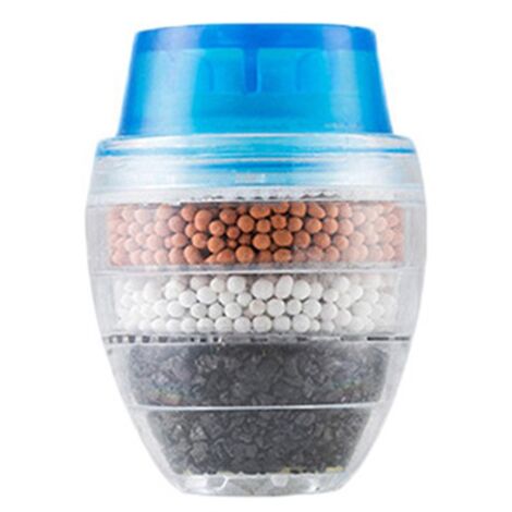 Activated Carbon Faucet Filter Nozzle Water Kitchen Tap 5 Layers Purifier for Home Use (Blue)