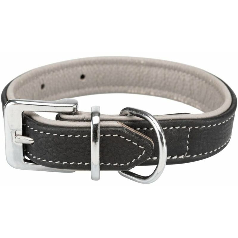 Active collier comfort, en cuir - XS-S: 21-32 cm/25 mm, noir/gris