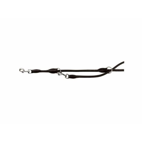 Active laisse réglable, cousue, ronde, en cuir L-XL: 2,00 M/ø 13 mm, noir