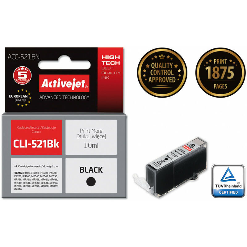 Activejet ACC-521BN - Compatible - Encre à pigments - Noir - Canon - CLI-521Bk - 1 pièce(s) (ACC-521BN)