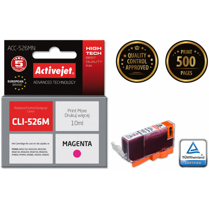 Activejet - ACC-526MN - Compatible - Encre à pigments - Magenta - Canon - CLI-526M - 1 pièce(s)