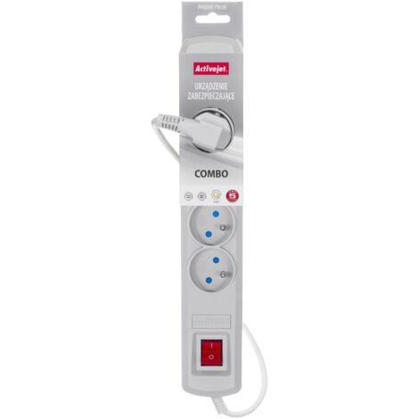 Activejet graue Steckdosenleiste mit Kabel acj combo 5g/3m/bezp. aut/s