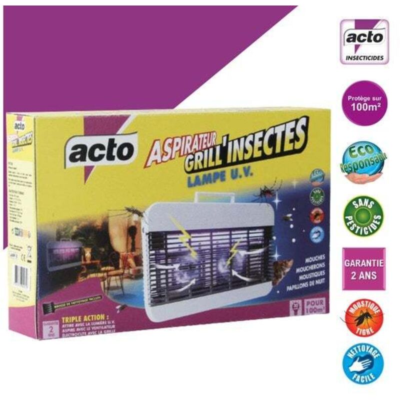 Acto - Lampe u.v. Grill'insectes-aspirateur grand format 100m2 insecticides - LAMP8