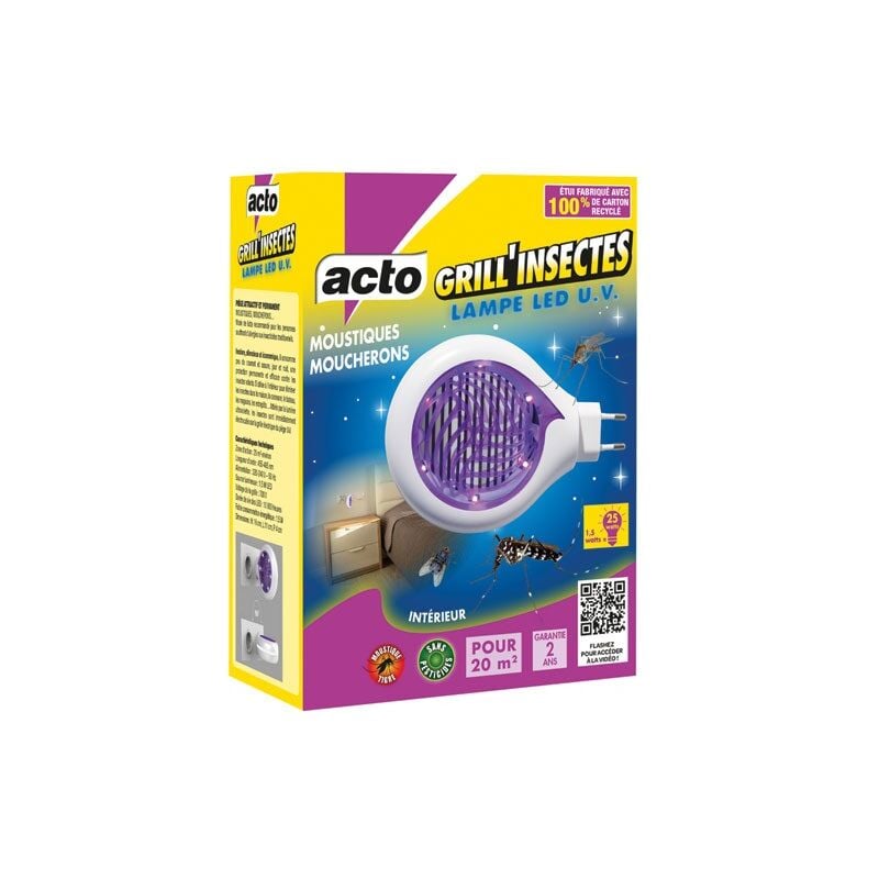 Acto - grill insectes lampe led ultraviolets 1.5w