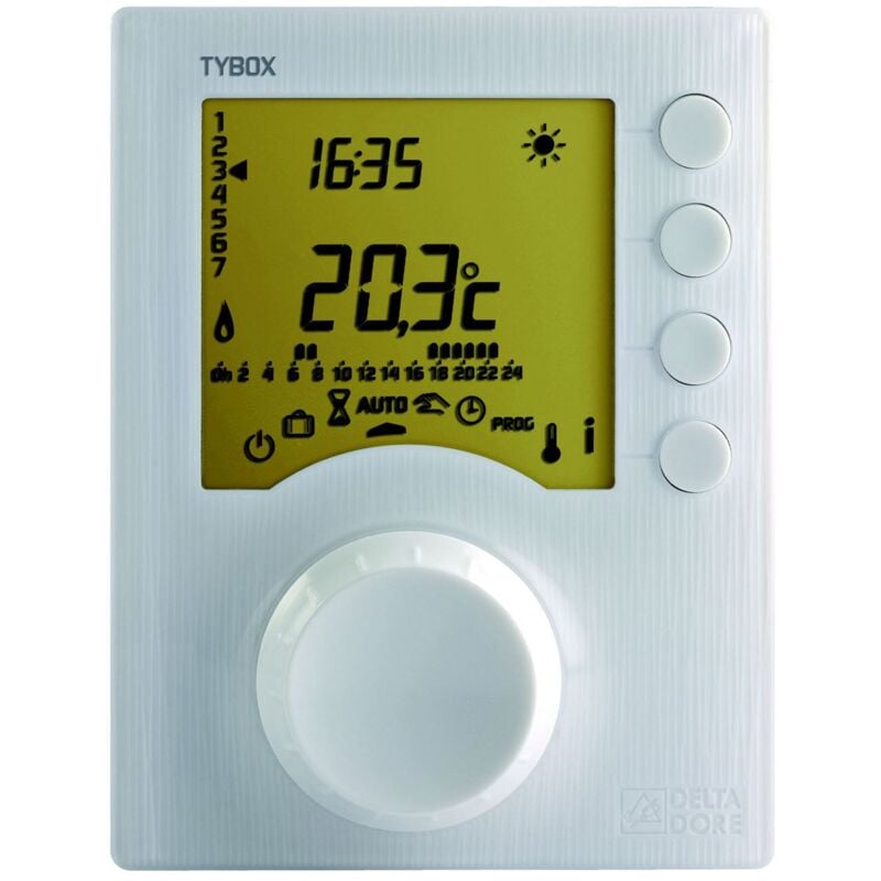 Delta Dore - Thermostat à piles programmable filaire pour chauffage avec 2 niveaux de consigne - réf : Tybox 1117 Réf : 6053005
