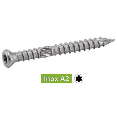 Acton – Boîte de 100 vis terrasse tête fraisée réduite inox A2 – Double filet 5x70 mm – Fixation discrète pour bois dur – Pointe antifendage - 623275X70