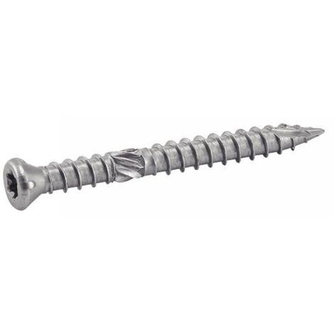 Acton – Vis terrasse tête fraisée réduite six lobes – Double filet inox A2 – 5x40 mm – Boîte de 200 pour bois dur et teck
