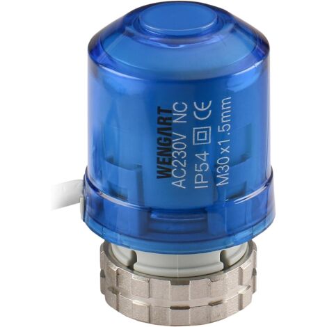 Actuador térmico WG02, válvula AC230V, M301.5 Estado de Encendido y Apagado con indicador LED de 360 Grados, Normalmente Cerrado, para termostato de calefacción por Suelo Radiante, Azul