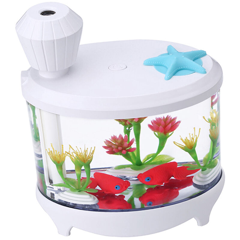 

Acuario humidificador luz creativa purificador de aire casa Mini USB humidificador noche hermosa, blanca