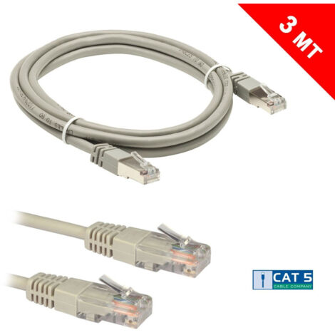 Acvo Prolunga Di Rete Lan Ethernet Plug Rj45 Da 3mt Per Computer Pc Casa Office