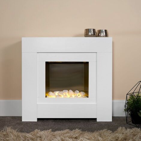Adam Brooklyn White Electric Fire Fireplace Surround Wood Heater Flame Effect