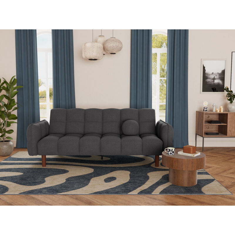Bestmobilier – Canapé convertible clic-clac 2 places – Tissu texturé 100% polyester – Couchage occasionnel 107x177cm – Design contemporain compact