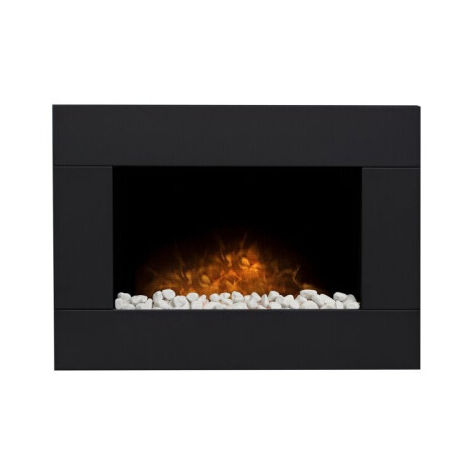 Adam Carina Electric Wall Mounted Fire with Pebbles & Remote Control in Black, 32 Inch