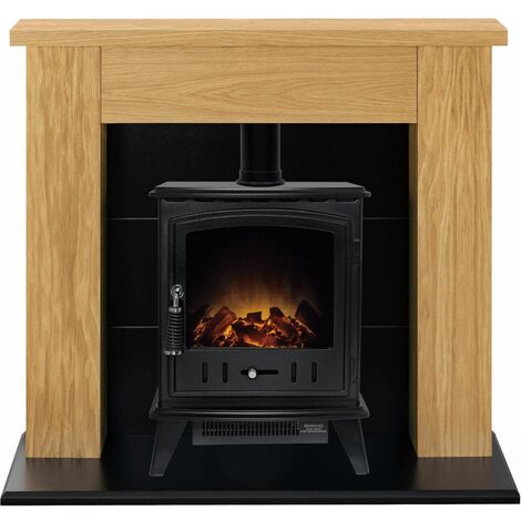 main image of "Adam Chester Oak Surround Electric Fireplace Suite Stove Fire Heater Heating"