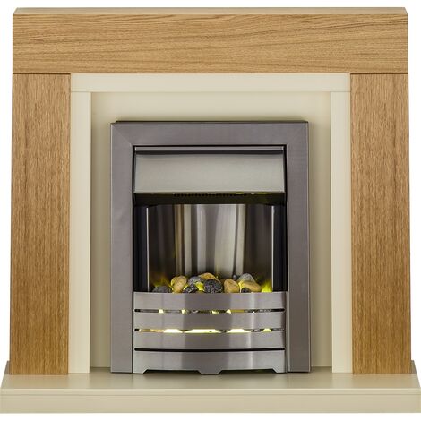 Adam Chloe Fireplace Suite In Oak With Helios Electric Fire In