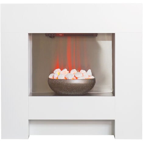 Adam Cubist Electric Fireplace Suite in White