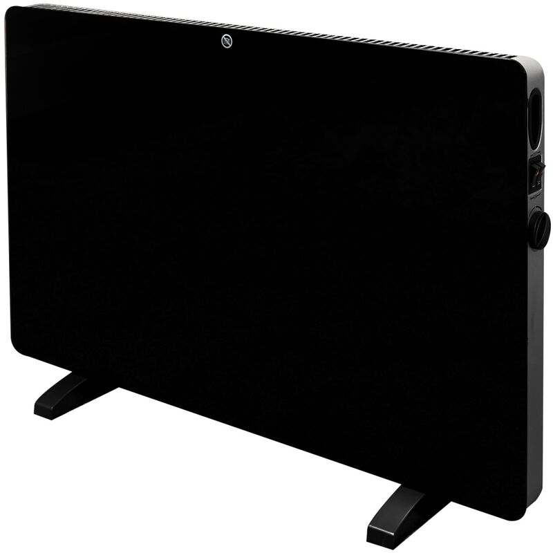 iRad Freestanding Electric Panel Heater in Black Glass with Thermostat - Adam