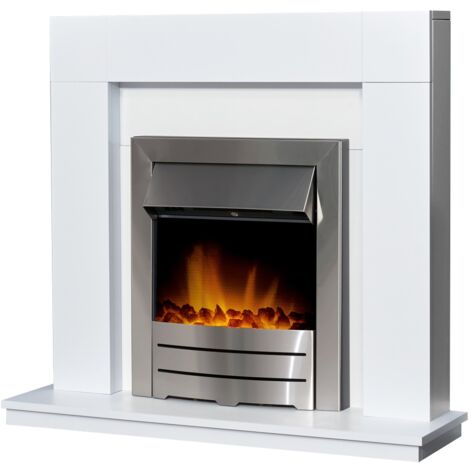 Adam Electric Fire In Brushed Steel Fireplaces Accessories