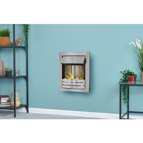 Adam Meridian Wall Mounted Electric Fire with Remote in Brushed Steel