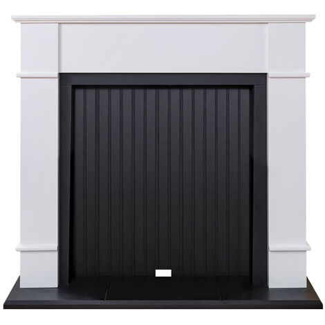 Adam Oxford Stove Fireplace in Pure White & Black