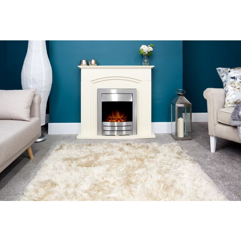 Venice Fireplace Suite in Cream with Colorado Electric Fire in Brushed Steel, 39 Inch - Adam