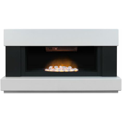 Adam Verona White Electric Fireplace Suite Fire Heater Heating Flame Effect - White