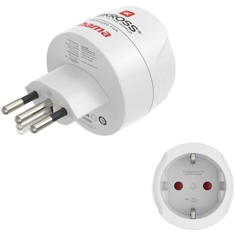 Adapt. voyage type j, l, n, 3 broches, pour suisse, italie et BRéSIL Hama