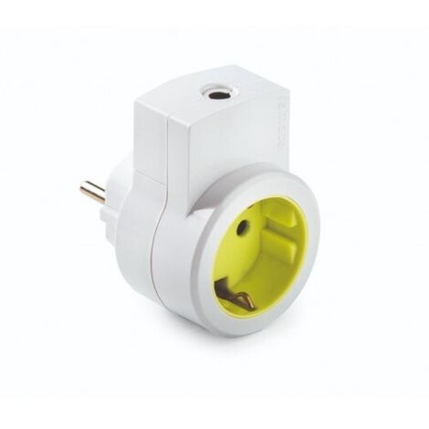 Adaptador 1 toma 2p+t schuko y salida de cable 16a 250 v blanco