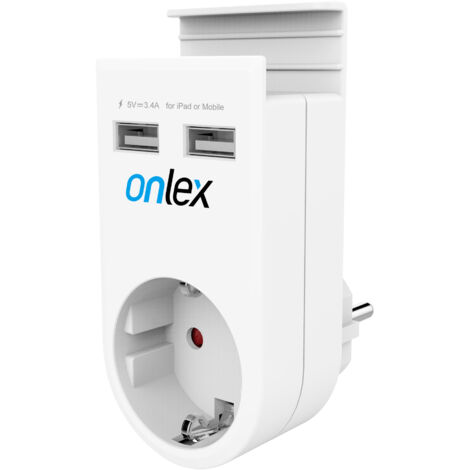 ADAPTADOR 230V + 2USB CON PORTAMÃVIL ONLEX