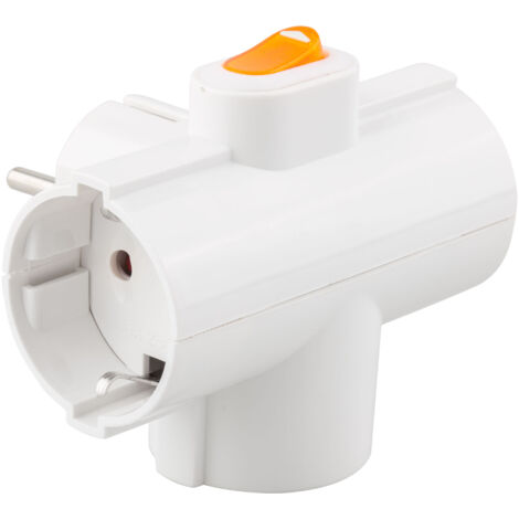 Adaptador 3 tomas onlex blanco 4,8mm interruptor blíster
