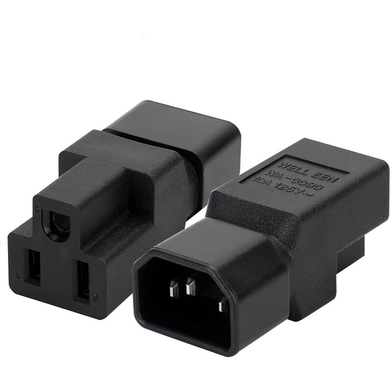 

Adaptador alimentacion C14 macho a Nema 5-15R Negro