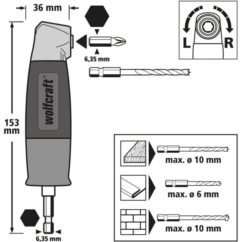 

Atornillador angular de 90°