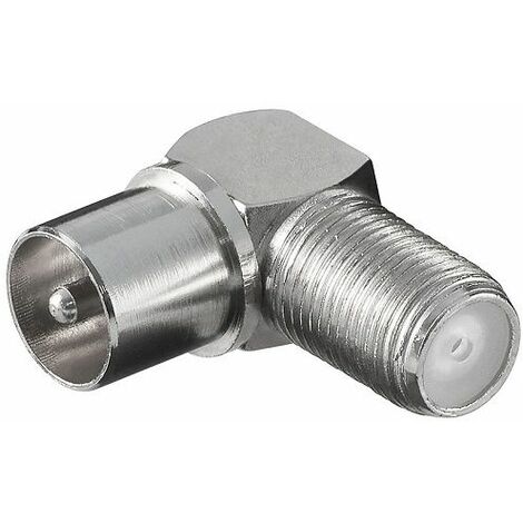 Adaptador antena tipo F hembra a coaxial macho 90 grados  Gris