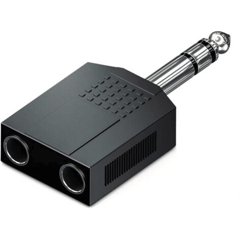 Adaptador audio estereo 2xJACK 6.35/H - JACK 6.35/M  Negro