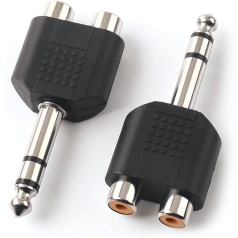 Adaptador audio estereo 2xRCA/H - JACK 6.35/M Negro