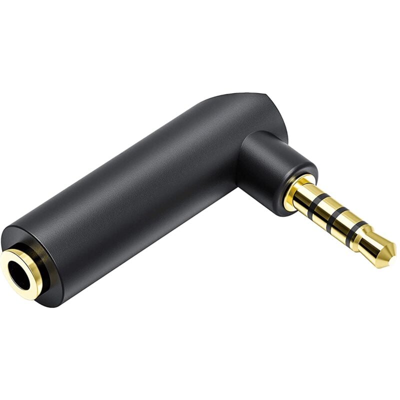 

Adaptador audio estereo jack 3.5 mm acodado 4 pin dorado Negro