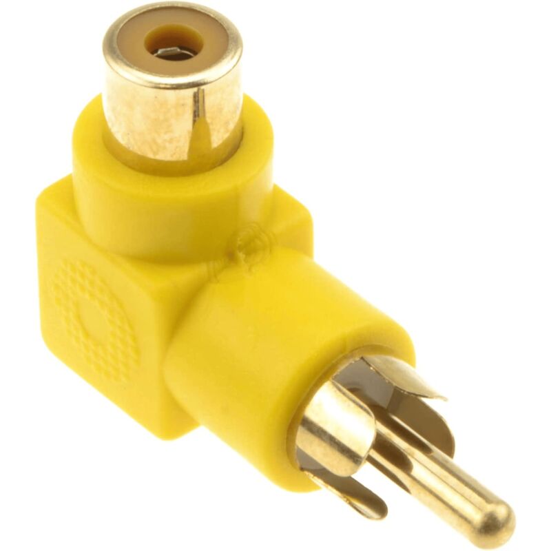 

Adaptador audio estereo RCA angular 90 Amarillo