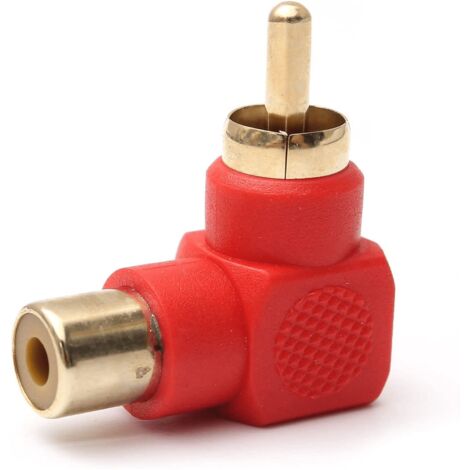 Adaptador audio estereo RCA angular 90  Rojo