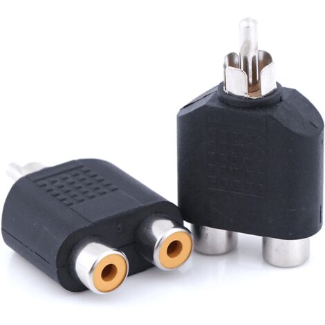 Adaptador Audio RCA Macho a 2 RCA Hembra Negro