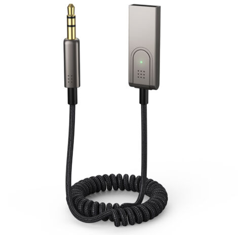 Adaptador auxiliar a Bluetooth 5.1, receptor Bluetooth de 3,5 mm para coche, kit de conector auxiliar USB a 3,5 mm con micrófono integrado para llamadas manos libres, compatible con Bluetooth.